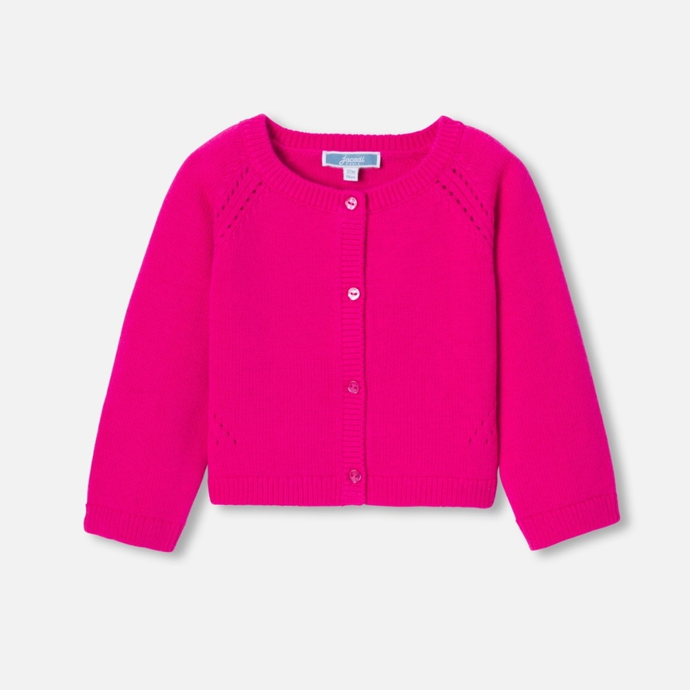 • Jacadi Paris • Girls Button Down Cardigan Dark Pink 36 Months